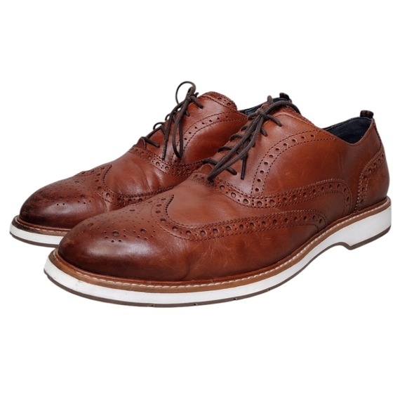 Cole Haan Morris Men's Brown Leather Office Comfort Fit Wingtip Oxfords Sz 11.5 - Picture 1 of 15